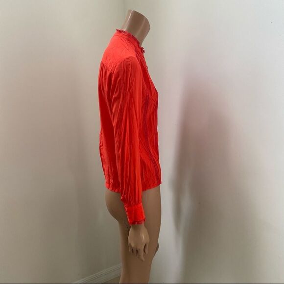 Celine Paris Vintage Red Button Down Silk Blouse S - Picture 7 of 12